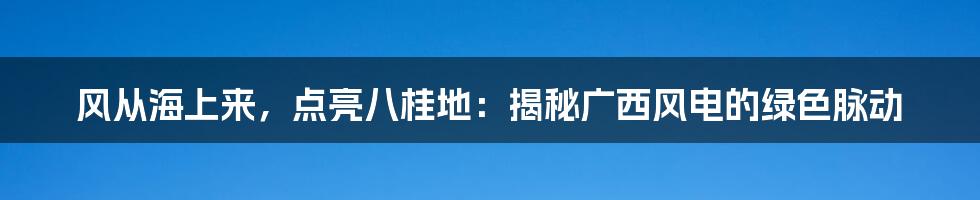 风从海上来,点亮八桂地:揭秘广西风电的绿色脉动