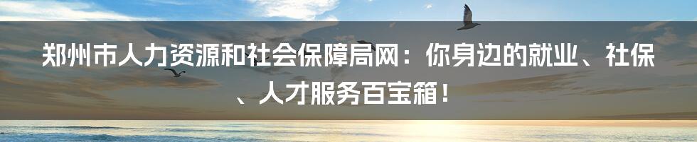 郑州市人力资源和社会保障局网：你身边的就业、社保、人才服务百宝箱！