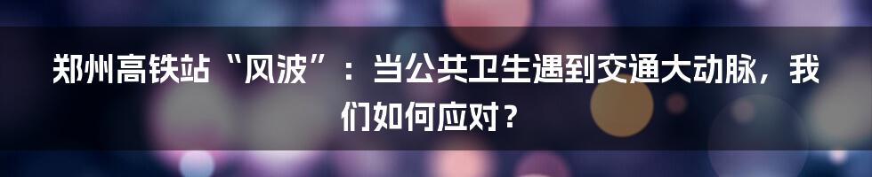 郑州高铁站“风波”：当公共卫生遇到交通大动脉，我们如何应对？