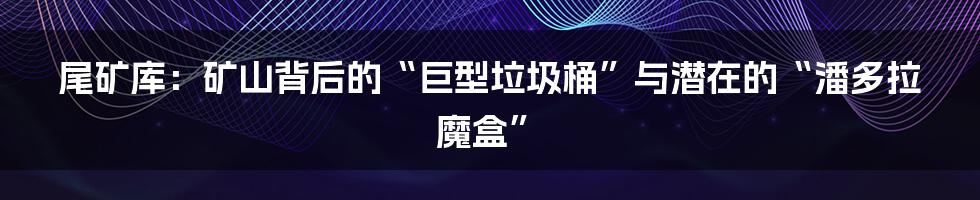 尾矿库:矿山背后的“巨型垃圾桶”与潜在的“潘多拉魔盒”