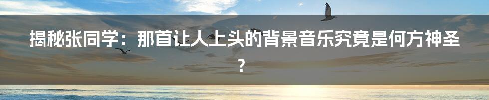 揭秘张同学:那首让人上头的背景音乐究竟是何方神圣?