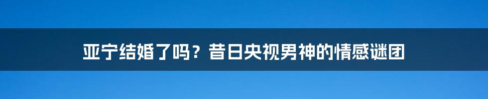 亚宁结婚了吗?昔日央视男神的情感谜团