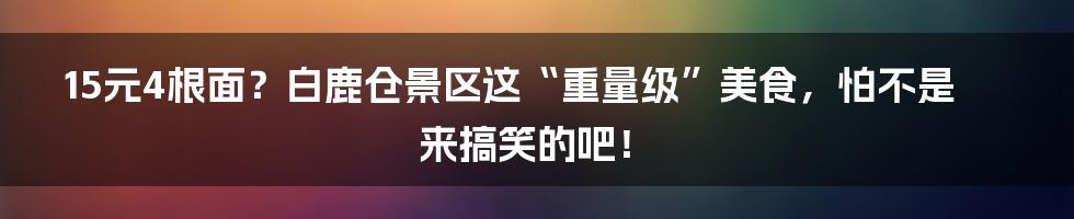 15元4根面?白鹿仓景区这“重量级”美食,怕不是来搞笑的吧!