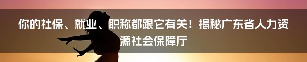 你的社保、就业、职称都跟它有关!揭秘广东省人力资源社会保障厅