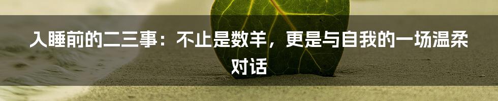 入睡前的二三事:不止是数羊,更是与自我的一场温柔对话