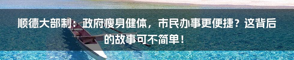 顺德大部制:政府瘦身健体,市民办事更便捷?这背后的故事可不简单!