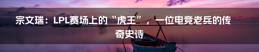 宗文瑞：LPL赛场上的“虎王”，一位电竞老兵的传奇史诗