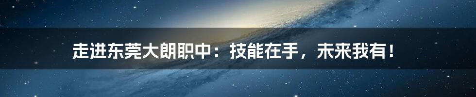 走进东莞大朗职中：技能在手，未来我有！