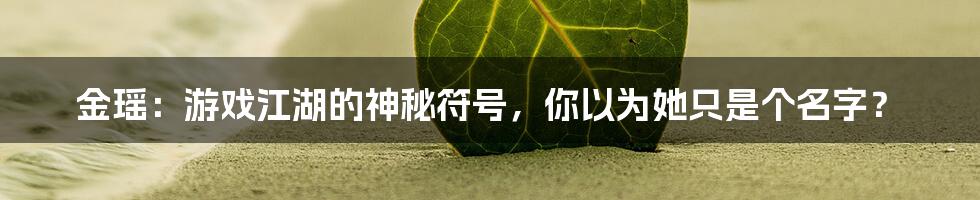 金瑶:游戏江湖的神秘符号,你以为她只是个名字?