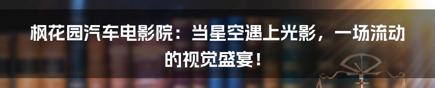 枫花园汽车电影院:当星空遇上光影,一场流动的视觉盛宴!