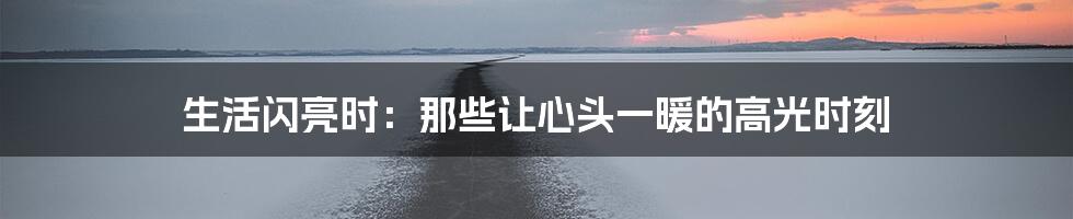 生活闪亮时:那些让心头一暖的高光时刻
