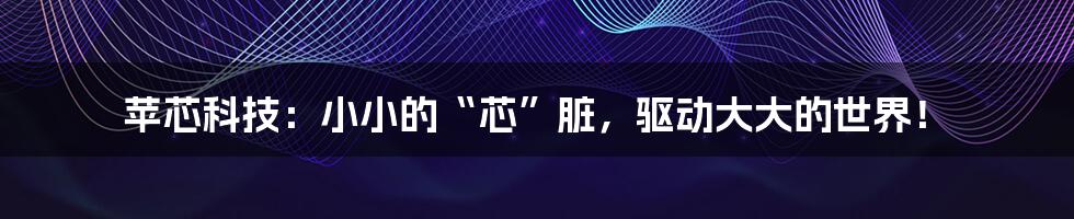 苹芯科技:小小的“芯”脏,驱动大大的世界!