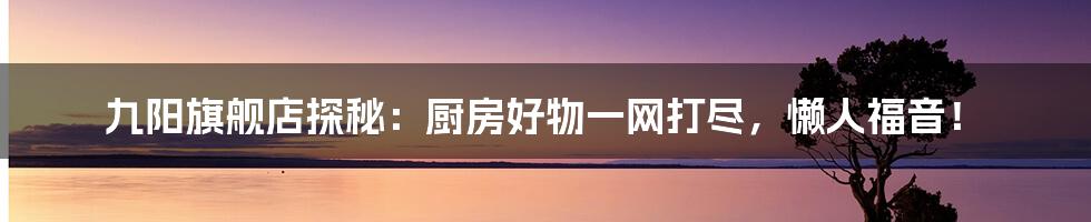 九阳旗舰店探秘:厨房好物一网打尽,懒人福音!