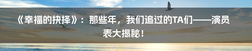 《幸福的抉择》:那些年,我们追过的TA们——演员表大揭秘!