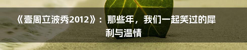 《壹周立波秀2012》:那些年,我们一起笑过的犀利与温情