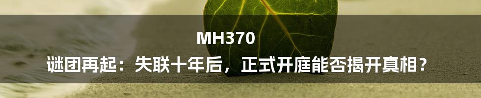 MH370 谜团再起:失联十年后,正式开庭能否揭开真相?