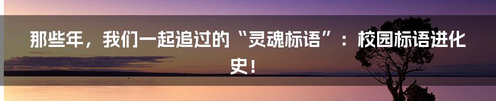 那些年,我们一起追过的“灵魂标语”:校园标语进化史!