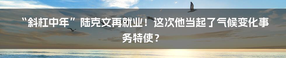 “斜杠中年”陆克文再就业!这次他当起了气候变化事务特使?